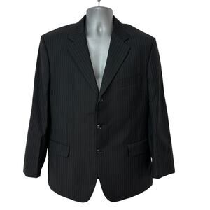 Bachrach Blazer Pinstriped Black Gray 100% Wool Career Jacket Men's Size 42